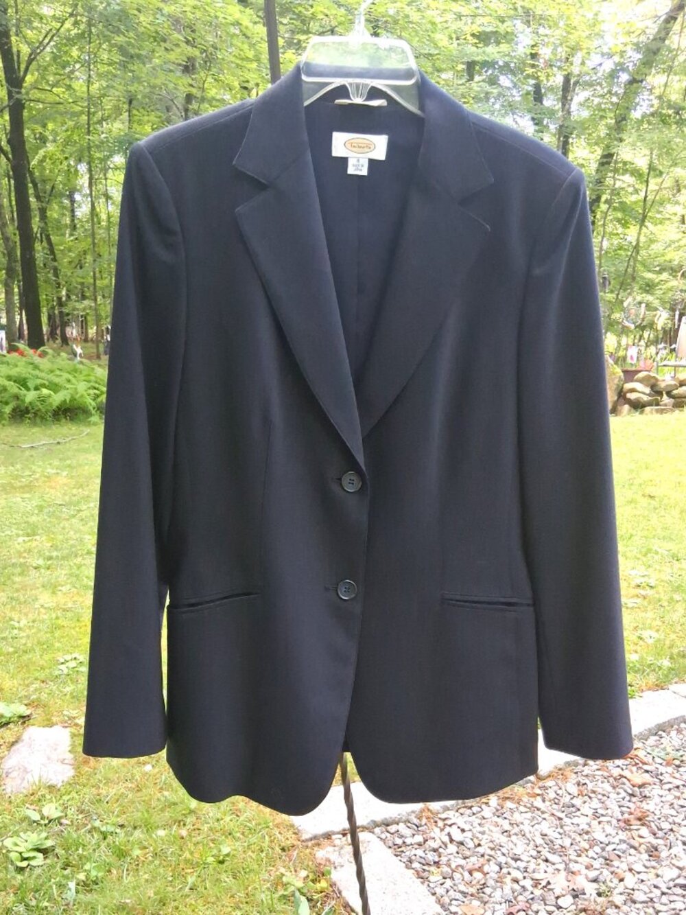TALBOTS Classic Navy Blue Tailored Career Blazer Jacket - Size 8 EUC